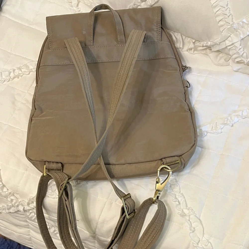 Travelon Taupe Lightweight Everyday Backpack with Gold Hardware